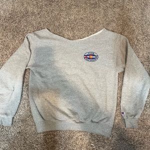 Off the shoulder grey crewneck